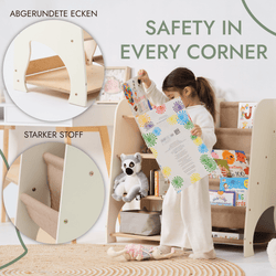 Wooden Montessori Shelves for Toddler 2in1: Bookshelf & Toy Shelving (ONLINE ORDER ONLY)