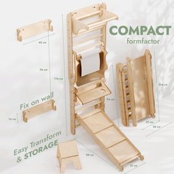 Wooden Swedish Wall / Climbing ladder for Children + Swing Set + Slide Board + Art Add-on (ONLINE ORDER ONLY)