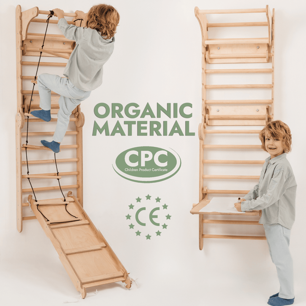 Wooden Swedish Wall / Climbing ladder for Children + Swing Set + Slide Board + Art Add-on (ONLINE ORDER ONLY)