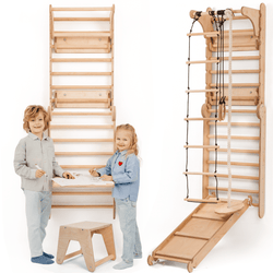 Wooden Swedish Wall / Climbing ladder for Children + Swing Set + Slide Board + Art Add-on (ONLINE ORDER ONLY)