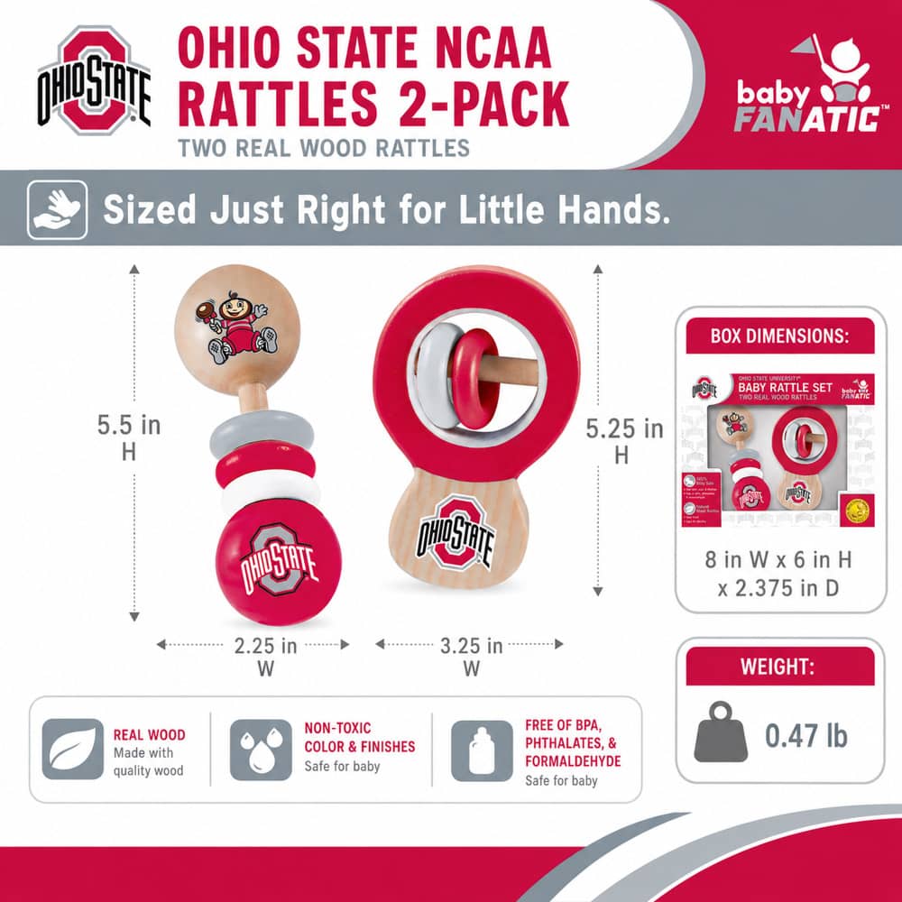 Ohio State Buckeyes - Baby Rattles 2-Pack