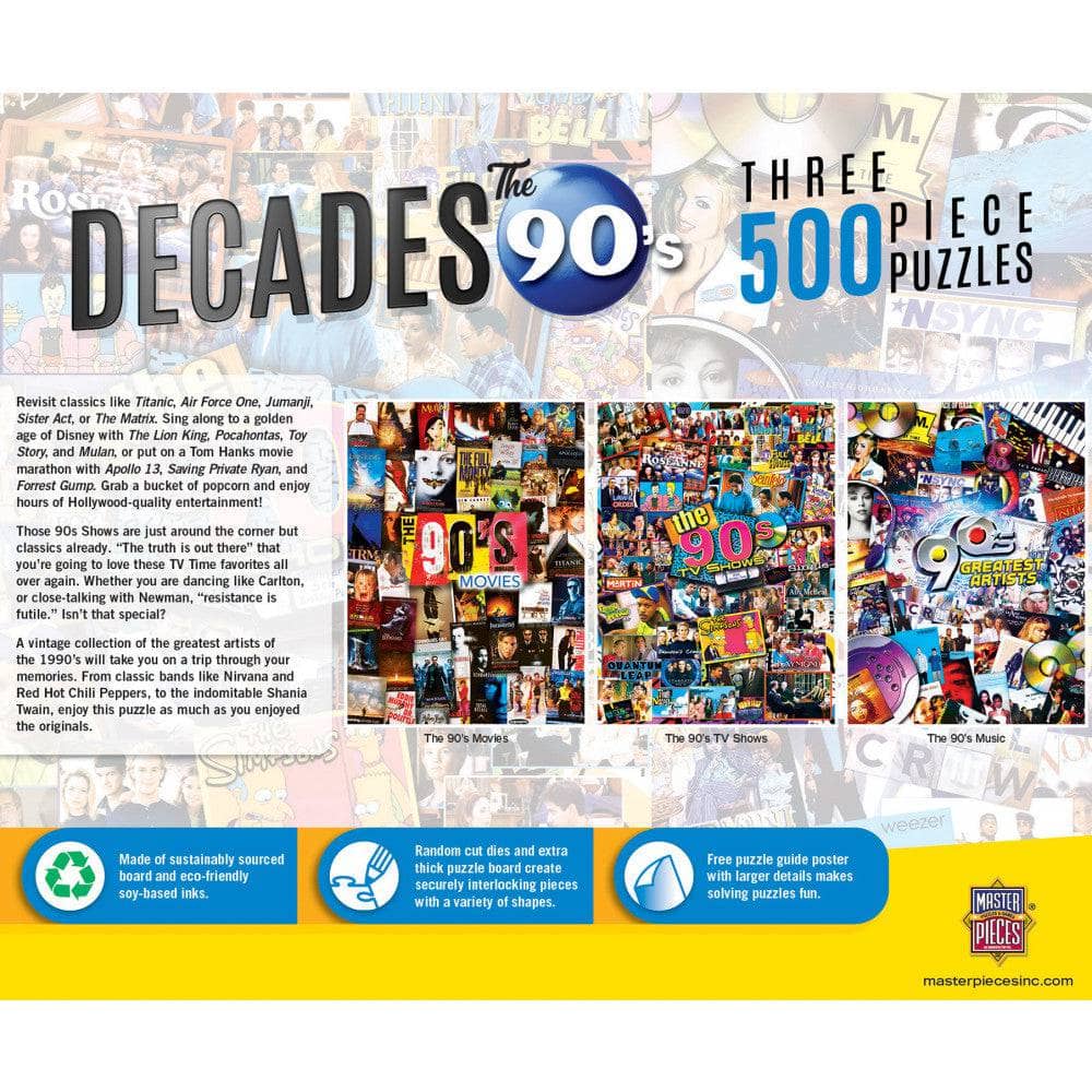 Decades - The 90's 500 Piece Jigsaw Puzzles 3-Pack