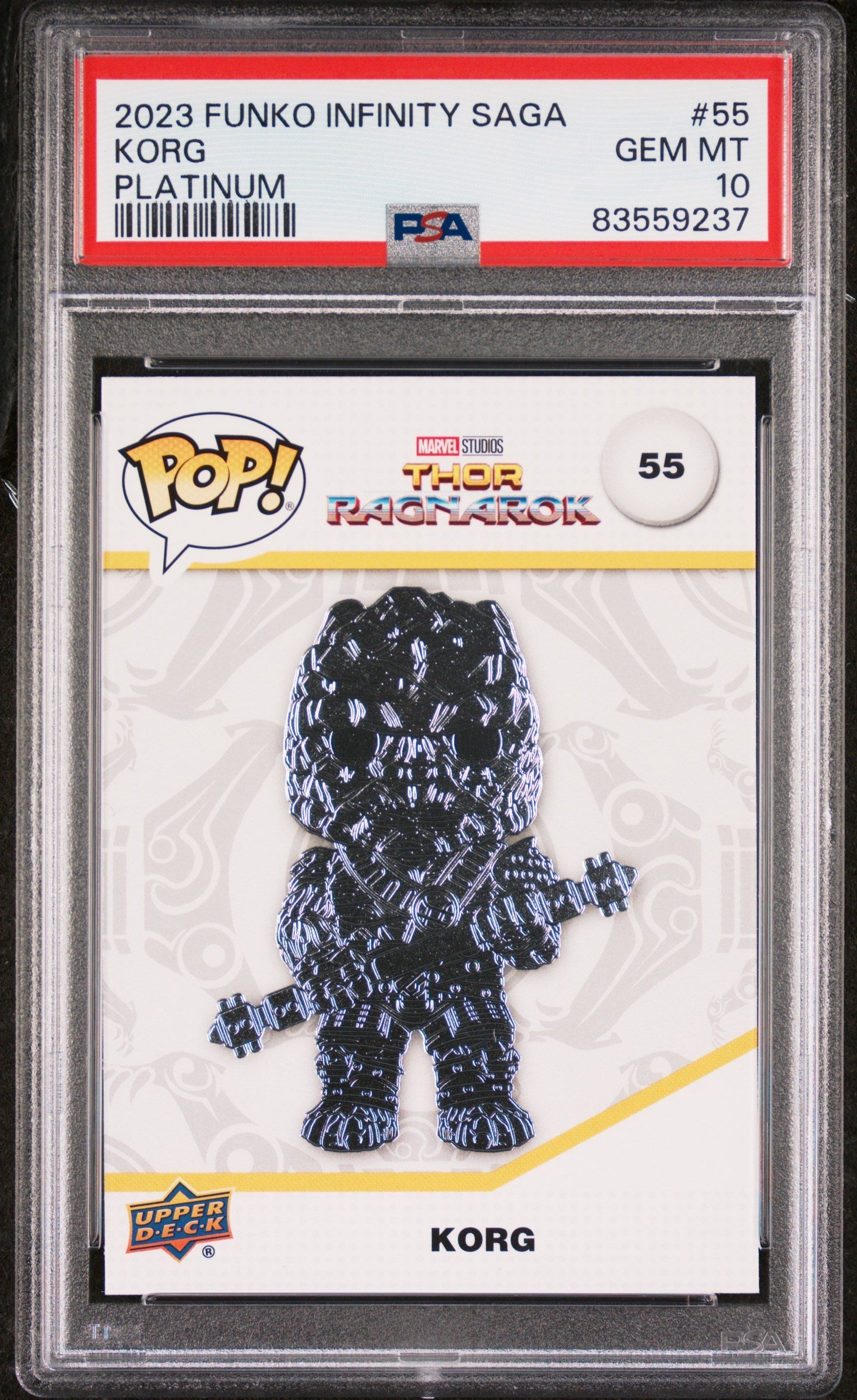 2023 UPPER DECK FUNKO POP MARVEL  KORG PLATINUM #55  PSA 10 (Online Order Only)
