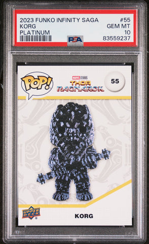 2023 UPPER DECK FUNKO POP MARVEL  KORG PLATINUM #55  PSA 10 (Online Order Only)