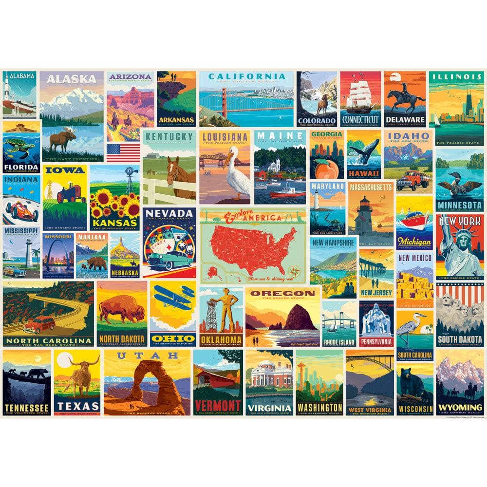 Vintage Posters - State Pride 1000 Piece Jigsaw Puzzle (ONLINE ORDER ONLY)