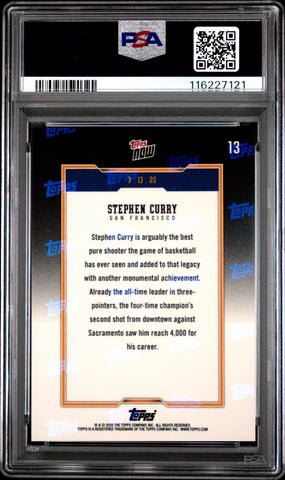 Graded 2024 Topps Now Steph Curry #13 Basketball Card PSA 10 Gem Mint (ONLINE ORDER ONLY)