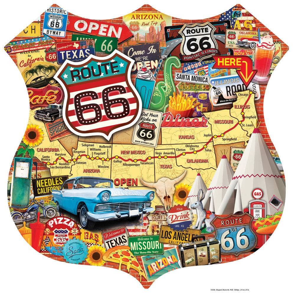 Route 66 1000 Piece Shaped Jigsaw Puzzle (ONLINE ORDER ONLY)