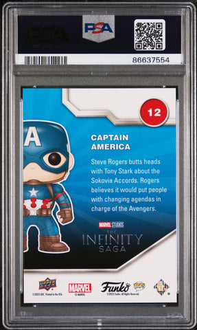 2023 UPPER DECK FUNKO POP MARVEL  CAPTAIN AMERICA PLATINUM #12  PSA 10 (Online Order Only)