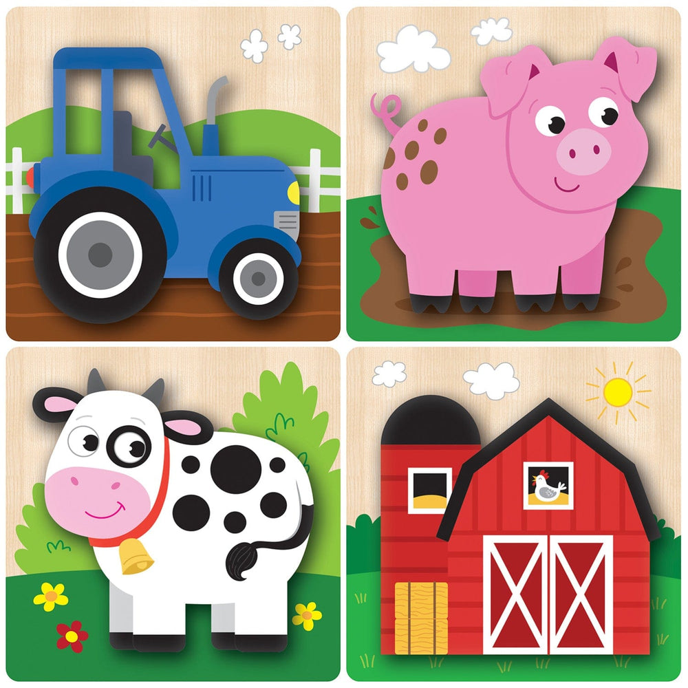 Farm Chunky Wood Puzzles - Kids 4-Pack