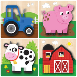 Farm Chunky Wood Puzzles - Kids 4-Pack