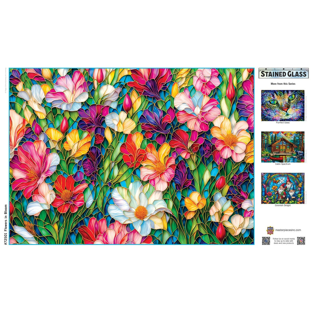 Stained Glass - Flowers in Bloom 1000 Piece Jigsaw Puzzle (ONLINE ORDER ONLY)
