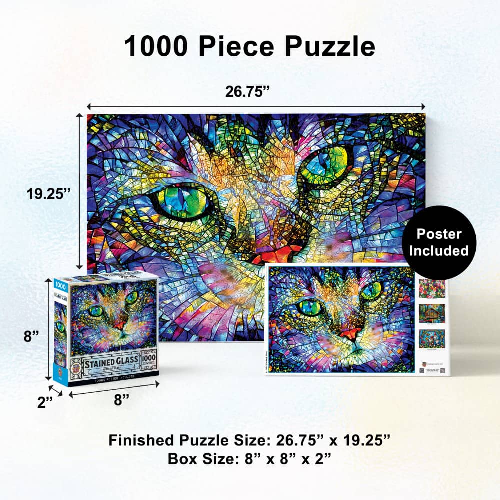 Stained Glass - Purrfect Glass 1000 Piece Jigsaw Puzzle