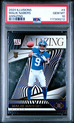 Graded 2024 Panini Illusions Malik Nabers #4 Amazing Rookie RC Football Card PSA 10 Gem Mint (ONLINE ORDER ONLY)