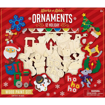 12 Holiday Ornaments Wood Craft & Paint Kit (ONLINE ORDER ONLY)