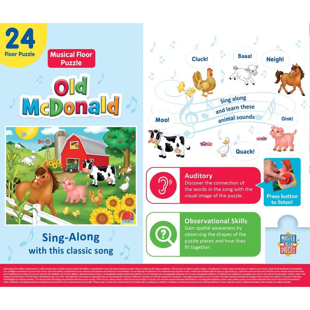Old McDonald - 24 Piece Musical Floor Jigsaw Puzzle (ONLINE ORDER ONLY)