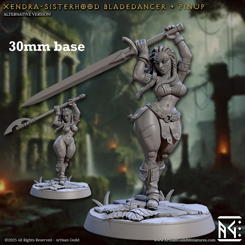 Xendra, Sisterhood Bladedancer (Female Human Barbarian Pinup) (Online Order Only)