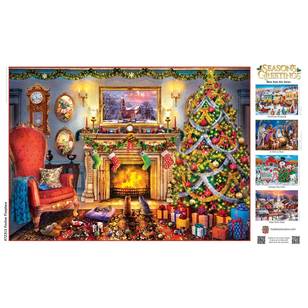 Season's Greetings - Festive Fireplace 1000 Piece Jigsaw Puzzle (ONLINE ORDER ONLY)