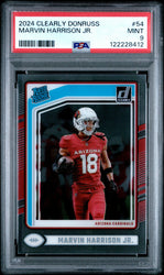 Graded 2024 Panini Clearly Donruss Marvin Harrison Jr #54 Rookie RC Football Card PSA 9 Mint (ONLINE ORDER ONLY)