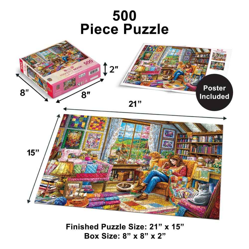 Maker's Nook - Quilts & Cucumbers 500 Piece Jigsaw Puzzle