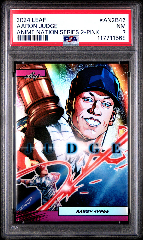 Graded 2024 Leaf Aaron Judge #AN2B46 Anime Nation Series 2 Pink /10 Baseball Card PSA 7 Near Mint (ONLINE ORDER ONLY)