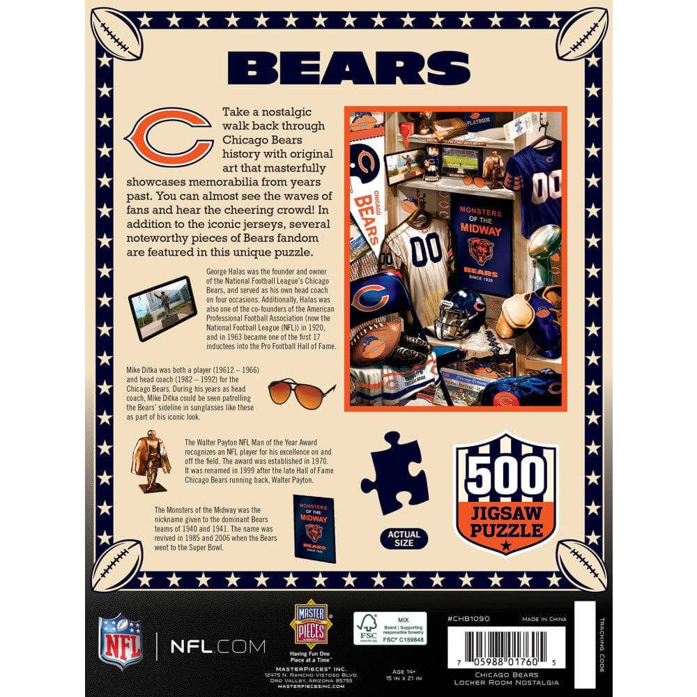 Chicago Bears - Locker Room 500 Piece Jigsaw Puzzle (ONLINE ORDER ONLY)