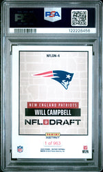 Graded 2025 Panini Instant Will Campbell #NFLDN4 NFL Draft Night Rookie RC Football Card PSA 10 Gem Mint (ONLINE ORDER ONLY)