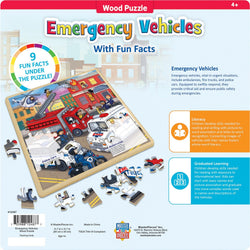 Wood Fun Facts - Emergency Vehicles 48 Piece Wood Jigsaw Puzzle (ONLINE ORDER ONLY)