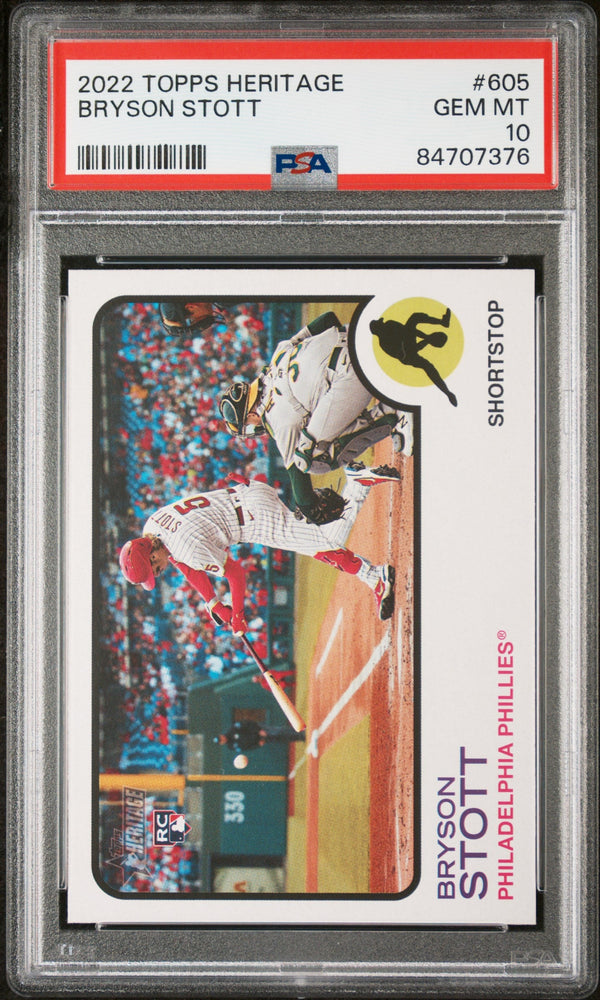 2022 TOPPS HERITAGE BRYSON STOTT  #605 - PSA 10 ROOKIE CARD (Online Order Only)