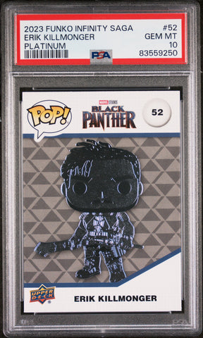 2023 UPPER DECK FUNKO POP MARVEL  ERIK KILLMONGER PLATINUM #52  PSA 10 (Online Order Only)