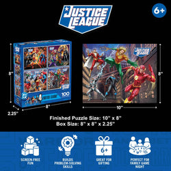 Justice League 100 Piece Jigsaw Puzzles 4-Pack