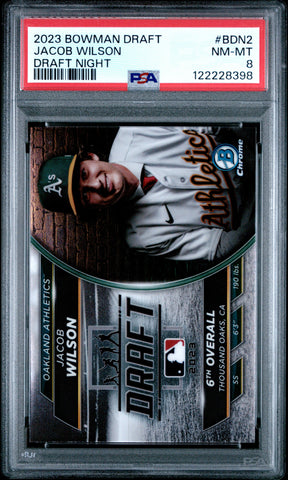 Graded 2023 Topps Bowman Draft Jacob Wilson #BDN2 Draft Night Rookie RC Baseball Card PSA 8 Near Mint (ONLINE ORDER ONLY)