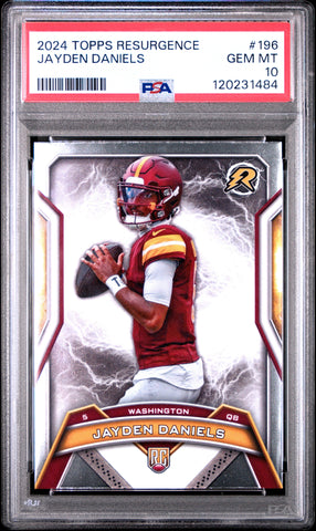 Graded 2024 Topps Resurgence Jayden Daniels #196 Rookie RC Football Card PSA 10 Gem Mint (ONLINE ORDER ONLY)