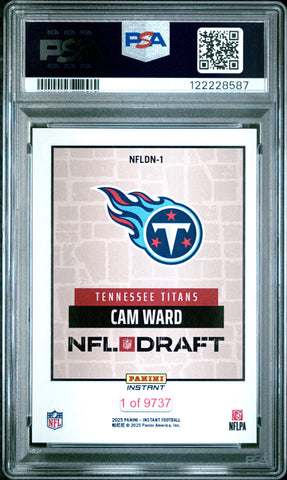 Graded 2025 Panini Instant Cam Ward #NFLDN1 NFL Draft Night Rookie RC Football Card PSA 8 Near Mint (ONLINE ORDER ONLY)