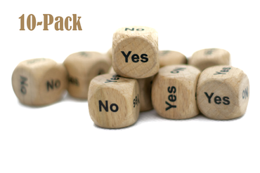 10-Pack Yes/No Dice Wooden 16mm d6 w/Black Rounded Corners - Wood Dice (Online Only)