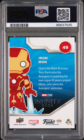 2023 UPPER DECK FUNKO POP MARVEL  IRON MAN PLATINUM #49  PSA 10 (Online Order Only)