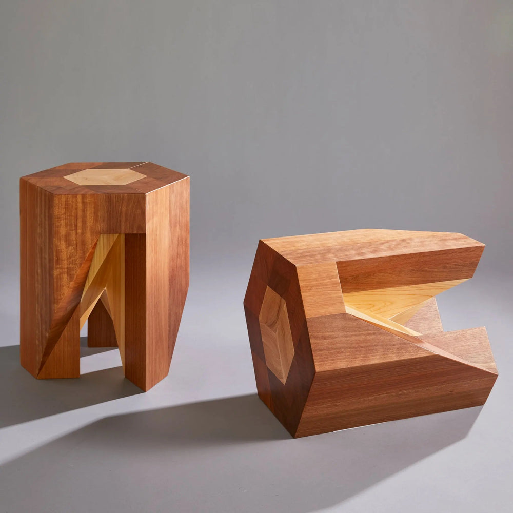 Yosegi Wood Stool Pair - Japanese Craftsmanship (ONLINE ORDER ONLY)