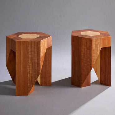 Yosegi Wood Stool Pair - Japanese Craftsmanship (ONLINE ORDER ONLY)