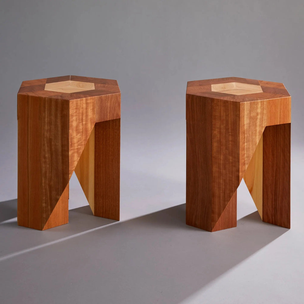 Yosegi Wood Stool Pair - Japanese Craftsmanship (ONLINE ORDER ONLY)