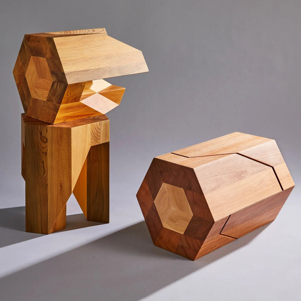 Yosegi Wood Stool Pair - Japanese Craftsmanship (ONLINE ORDER ONLY)
