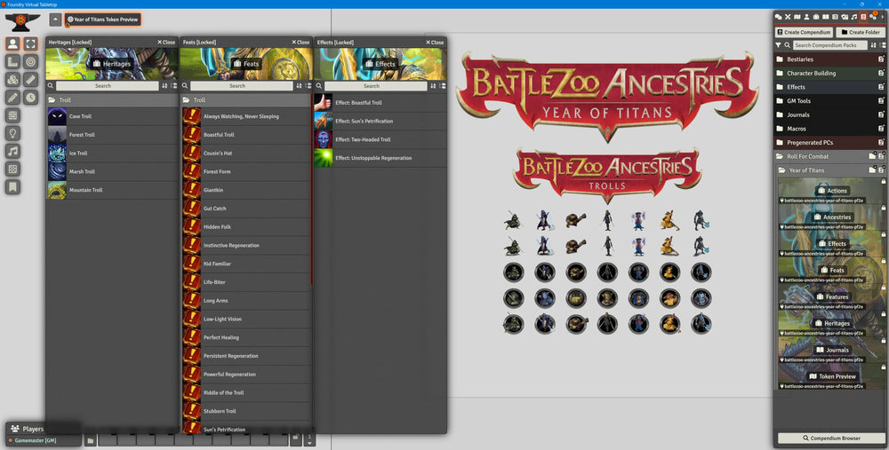 Battlezoo Ancestries: Year of Titans PDF & Foundry VTT (Online Order Only)