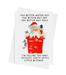 Santa Hates Little Bitches Card | Funny Christmas Greeting Card (ONLINE ORDER ONLY)