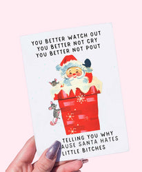 Santa Hates Little Bitches Card | Funny Christmas Greeting Card (ONLINE ORDER ONLY)