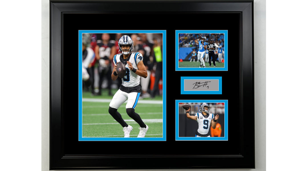 Framed Bryce Young Carolina Panthers Facsimile Laser Engraved Signature Football 14x11 3 Photo Collage (ONLINE ORDER ONLY)