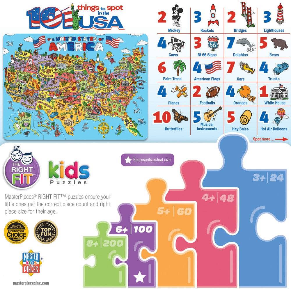 101 Things to Spot in the USA 100 Piece Kids Jigsaw Puzzle (ONLINE ORDER ONLY)