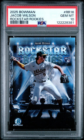 Graded 2025 Topps Bowman Jacob Wilson #RR16 Rockstar Rookies Rookie RC Baseball Card PSA 10 Gem Mint (ONLINE ORDER ONLY)
