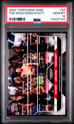 Graded 2025 Topps Now WWE The Rock/Cena/Scott #27 Wrestling Card PSA 10 Gem Mint (ONLINE ORDER ONLY)