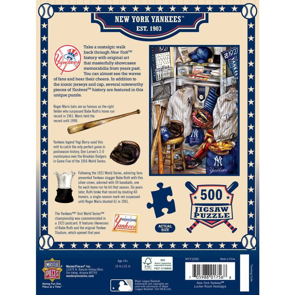 New York Yankees - Locker Room 500 Piece Jigsaw Puzzle