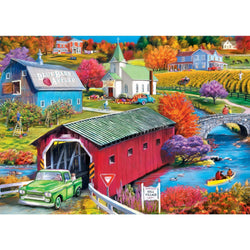 Country Escapes - Hill Village Covered Bridge 500 Piece Jigsaw Puzzle (ONLINE ORDER ONLY)