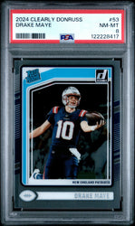 Graded 2024 Panini Clearly Donruss Drake Maye #53 Rookie RC Football Card PSA 8 Near Mint (ONLINE ORDER ONLY)