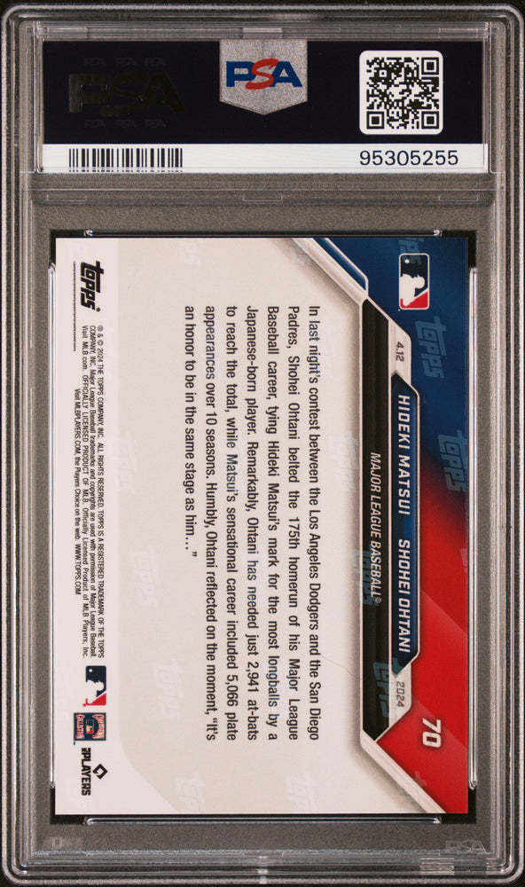 Graded 2024 Topps Now Shohei Ohtani #70 Baseball Card PSA 10 Gem Mint (ONLINE ORDER ONLY)